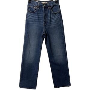 Nwt Levi's Women's Ribcage Straight Ankle Button Fly Jeans Blue Color Size 25x27